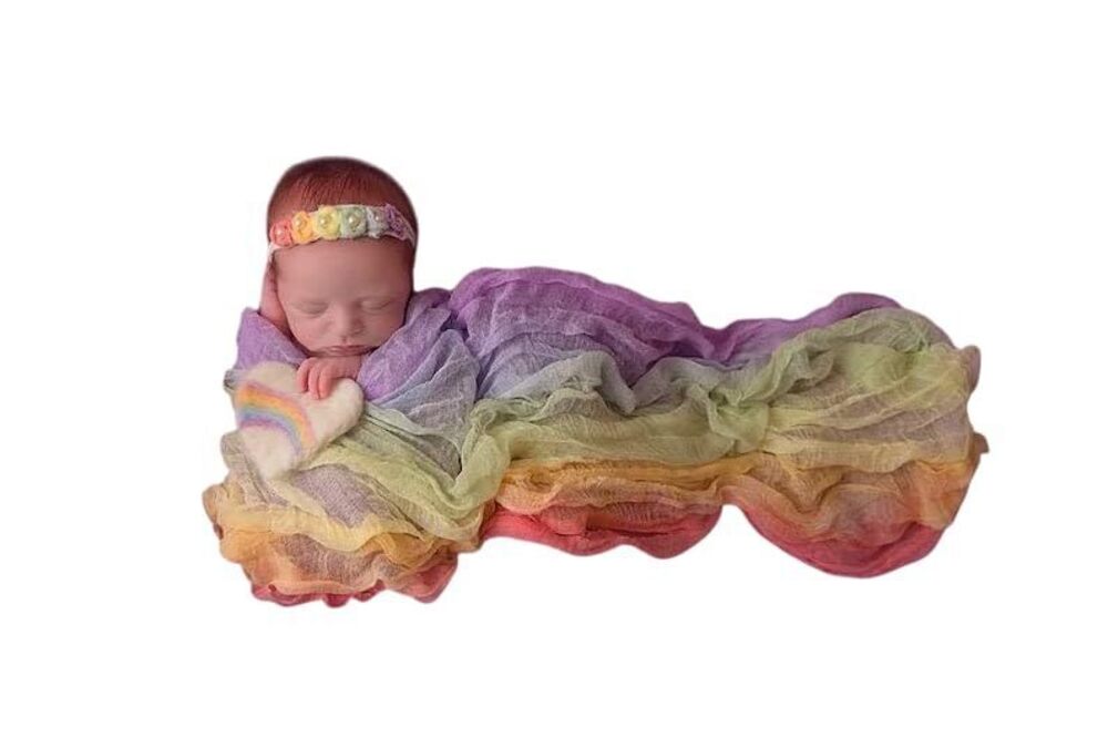 6089 BRIGHT Rainbow Cheesecloth Wrap blanket with matching headband
